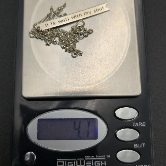 22 Inch Sterling Silver It Is Well With My Soul Pendant Necklace A6327 - Picture 6 of 6